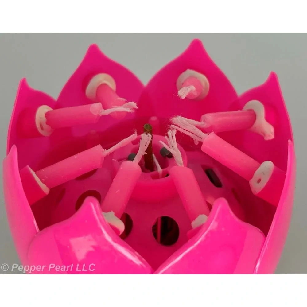 Lotus Birthday Cake Blossom 8 Candles Rotates Petals Open Plays Song 4 Pieces